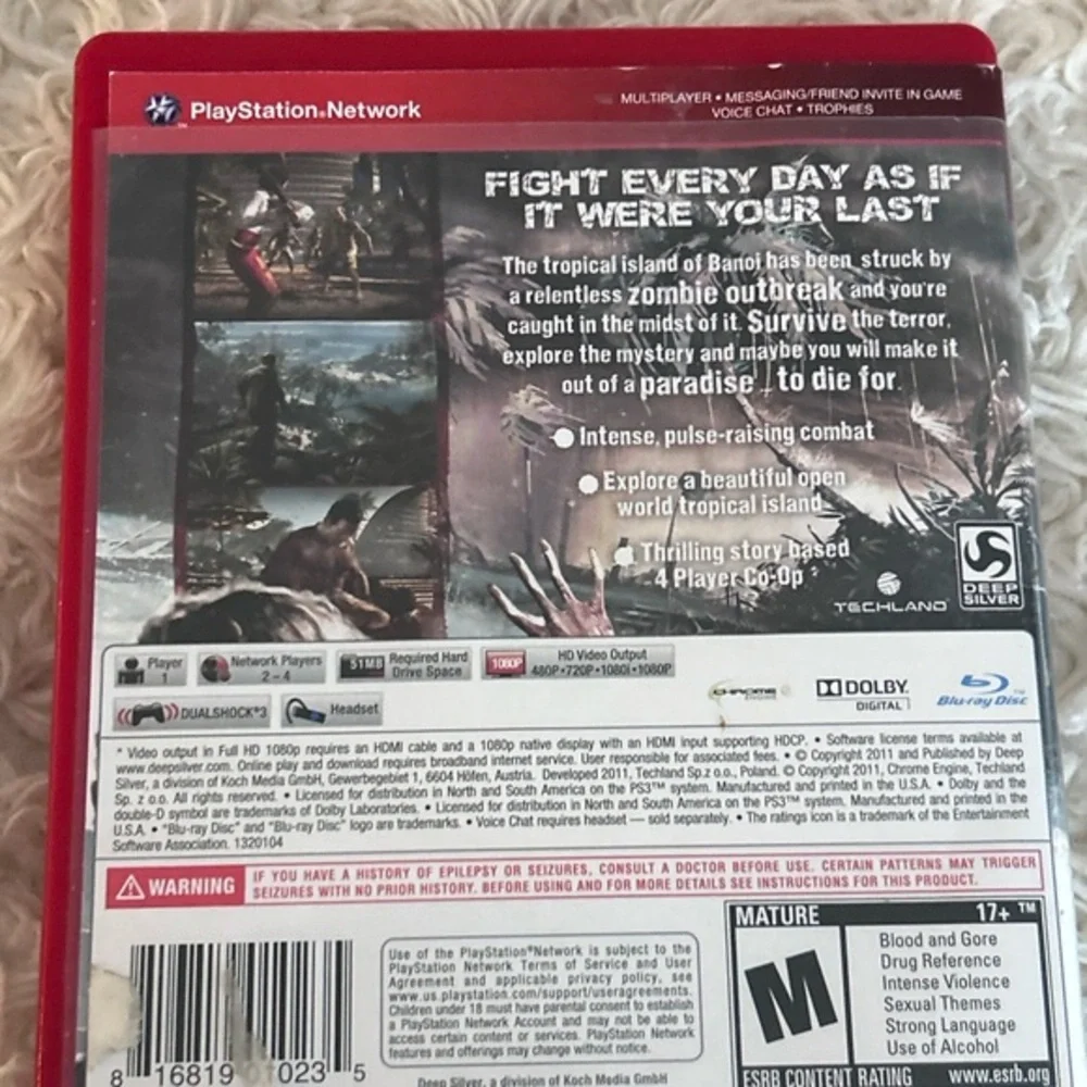 Dead Island‎ Game of the Year Edition for PS3 - Red Case